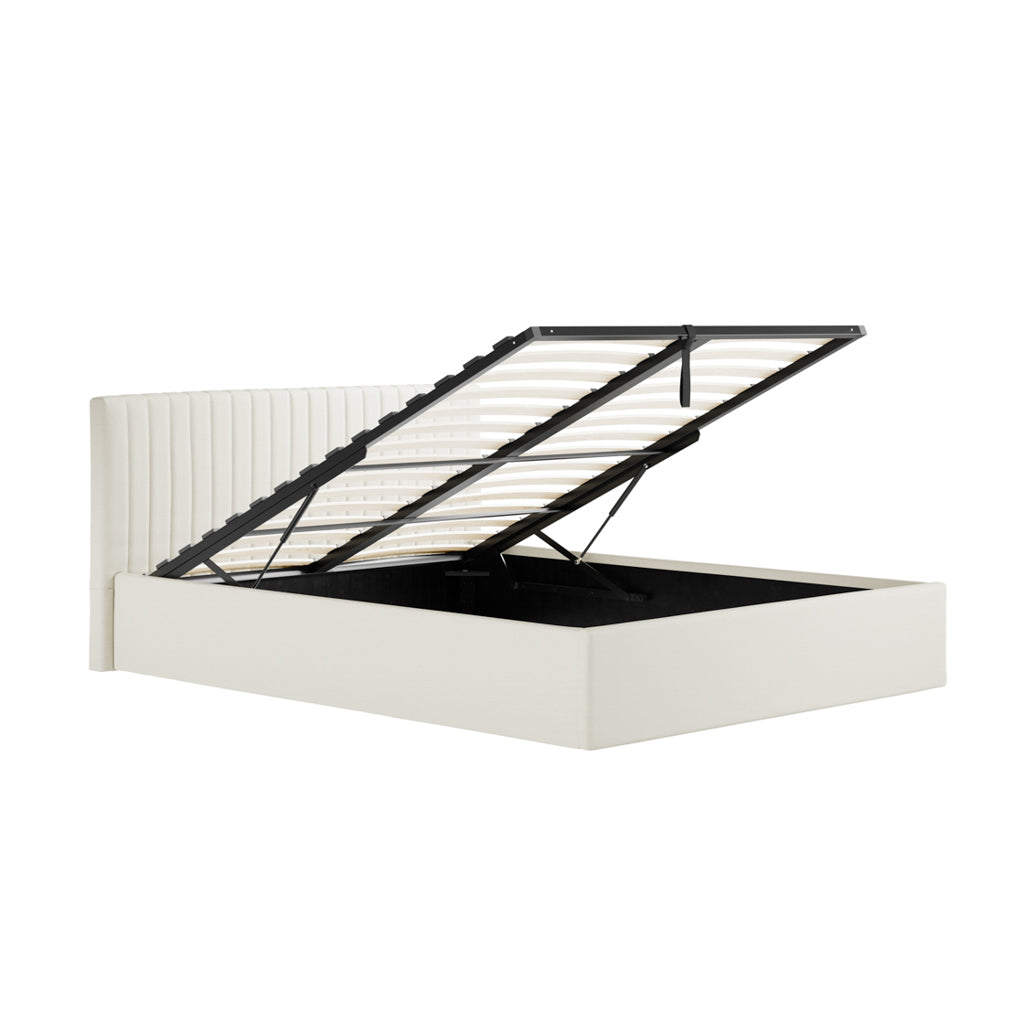 Berlin Milk Velvet Ottoman King Size Bed